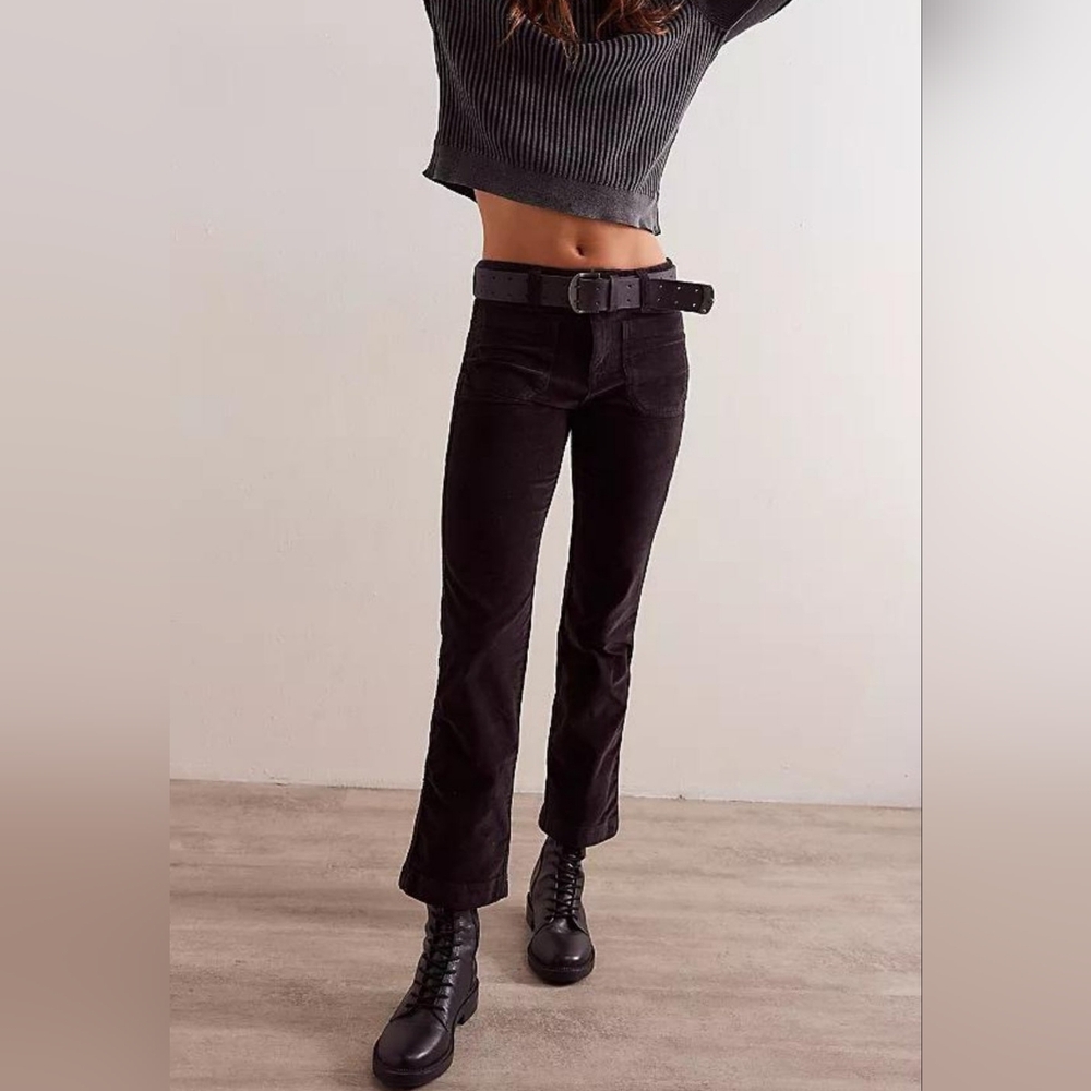 NEW FREE PEOPLE | $88 High Time Velvet Kick Flare Pants - Picture 3 of 7